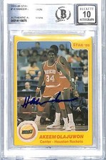 1985 86 Star HAKEEM OLAJUWON Signed Auto Rookie Card #18 Graded BAS 10 Slabbed