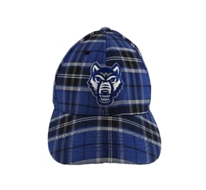 University West Georgia Wolves Blue Plaid Hook and Loop Adjustable Hat Cap EUC - Picture 1 of 9