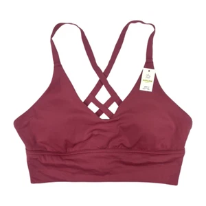 OFFLINE by aerie Real Me Stretch Sports Bra Sz Medium Removable Pads Red Strappy - Picture 1 of 3