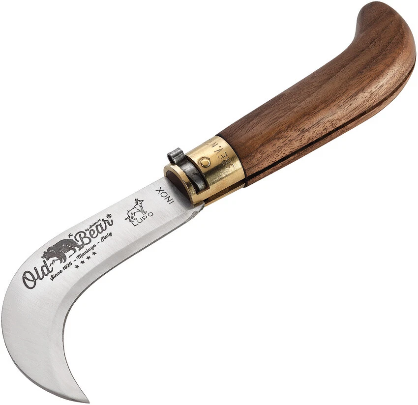 Old Bear Small Pruning Brown Walnut Folding Stainless Pocket Knife 930623LN - Image 1 of 1