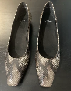 Stuart Weitzman Brown Snakeskin Leather Flats 8.5 Narrow square toe shoes - Picture 1 of 10