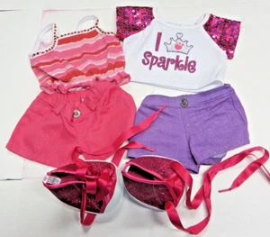 Build A Bear BABW Sparkle glittery shorts tops and shoes girl lot - Picture 1 of 4