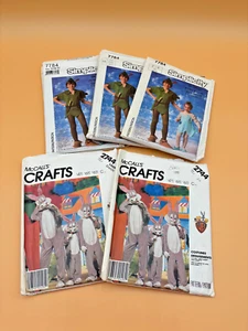 Costume Sewing Patterns Lot Unchecked Adults Kids Peter Pan Tinker Bell Bugs - Picture 1 of 5