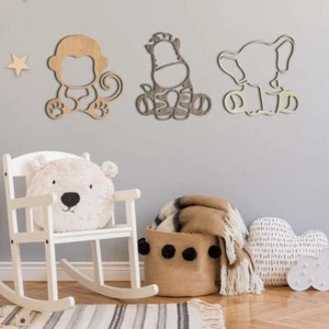 wood wall decor / art zoo safari trio 2 MDF laser cut home - mixed wood - Picture 1 of 11