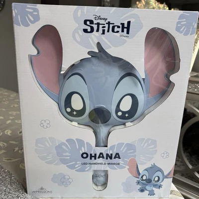 Espejo de mano Stitch Ohana LED USB-C recargable impresiones tocador Disney Foto 1 de 4