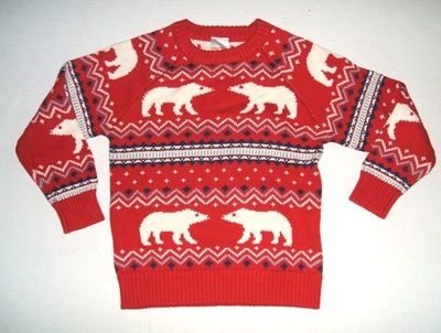 Hanna Andersson Fair Isle Polar Bear Cotton Sweater Boy Kids 5 110cm - Image 1 of 4
