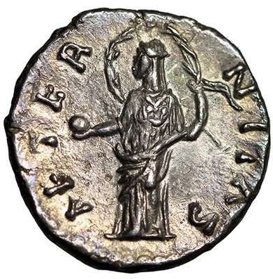 Faustina I Senior AR Denarius "Aeternitas with Blowing Veil" Extremely Fine - Image 1 of 4