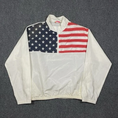 Chaqueta cortavientos pulóver con estampado de bandera de Estados Unidos estilo surf vintage talla J Foto 1 de 4