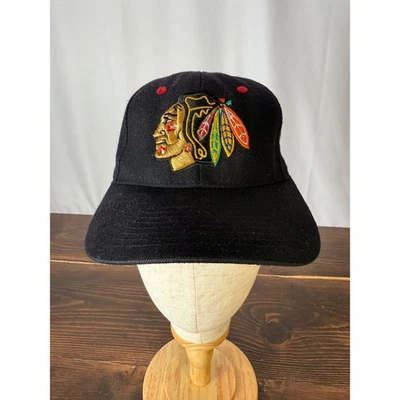 Zephyr NHL Chicago Blackhawks Hat Cap Black Red Hockey Mens Fitted 7 - Image 1 of 4
