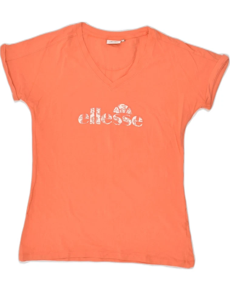 ELLESSE Womens Slim Graphic T-Shirt Top UK 18 XL Orange Cotton ZY08 - Image 1 of 3