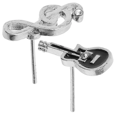  1 Paar Musiknoten-Ohrringe, Mikrofon-Ohrringe, asymmetrische Ohrringe, - Bild 1 von 4