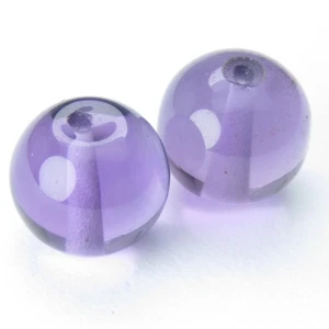 12.87Cts Genuine Natural Amethyst 9.8mm Ball With hole Matching Pair Gemstones - Picture 1 of 3