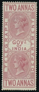 British India QV TELEGRAPH 2a mint, MLH - Picture 1 of 2