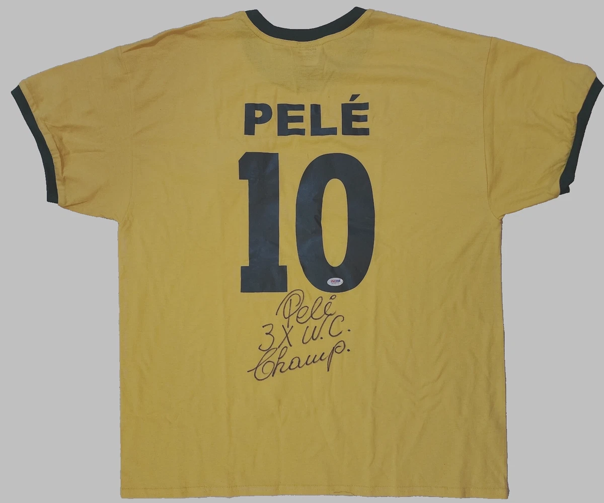 Pele Signed Brazil Soccer Custom Jersey 3X W.C. Champ PSA DNA COA