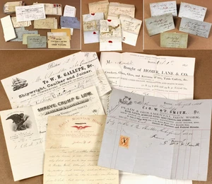 BOSTON großes Archiv von Briefen, Geldscheinköpfen Ephemera DE WOLF Meredith Familien - Bild 1 von 14