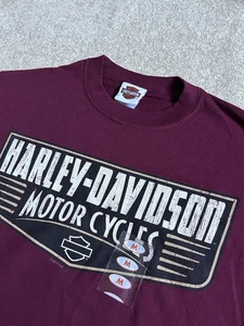 Vintage Harley Davidson Motorcycle Brand T Shirt Medium Burgundy Retro Mesa AZ - Picture 1 of 10