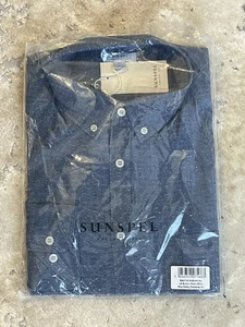 Sunspel Cotton Chambray Button Down Shirt LS / XL / Blue Dobby Chambray / BNWT - Picture 1 of 7