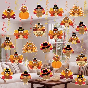 36 Pack Thanksgiving Decorations Hanging Swirls - NO DIY Turkey Hanging Decor Pa - Picture 1 of 7