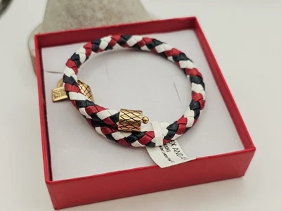 Alex & Ani Team USA Leather/ Gold Charm Wrap ✨️ Bangle Bracelet ✨️ New - Image 1 of 4