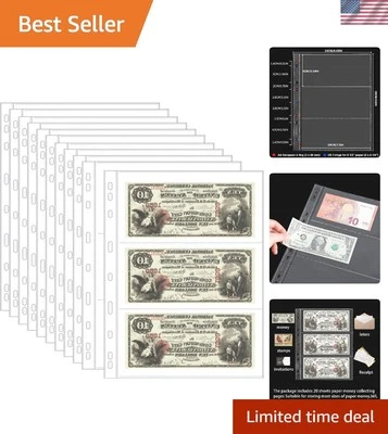 Versatile Currency Sleeves - 20 Sheets with 3 Pockets for Safe Storage of Notes - Image 1 of 4
