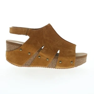 Volatile Montpelier PV136 Womens Brown Suede Strap Wedges Sandals Shoes - Picture 1 of 8