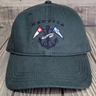 Gorra Nautica Clase J Billled Papá Verde Oscuro Correa Ajustable Sombrero Trasero Usado en Excelente Condición #HR4706 Foto 1 de 4