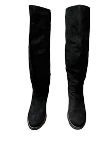 VINTAGE SCHWARZE WILDLEDER LINEA MARCHE VIC BLACK STIEFEL PULL ON MADE IN ITALY GR. 39 - Bild 1 von 5