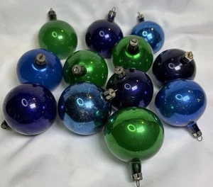 12 VTG Christmas Mercury Glass 2" Ornaments Mixed Lot Poland Purple Green Blue - Picture 1 of 24