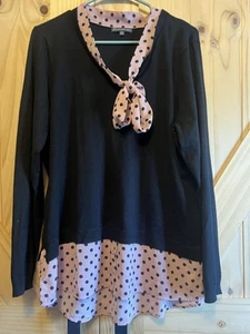 Suéter Top Para Mujer Adrianna Papell XL Rosa Negro Lunares Tejido Carrera Oficina - Imagen 1 de 6