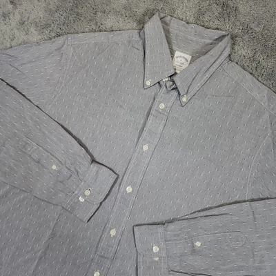 Camisa Brooks Brothers Hombre L Azul Oxford Original Polo Regent Lunares Blancos Por Todas Partes Foto 1 de 4