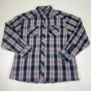 Elixir Pearl Snap Western Shirt Men's XXL 2XL Long Sleeve Black Blue Button - Picture 1 of 10