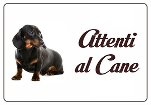 BASSOTTO NERO TARGA ATTENTI AL CANE RESISTENTE ROBUSTA IN HPL 200 X 140 MM - Imagen 1 de 1