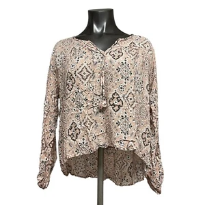 Blusa para mujer Love Stitch boho rosa fluido punto suizo cuello en V corbata frontal talla grande - Imagen 1 de 7