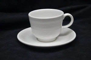 Fiestaware FIESTA WHITE Diner Coffee Tea 7oz CUP & SAUCER 6" - Homer Laughlin - Picture 1 of 8