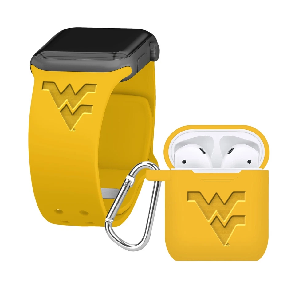 Paquete combinado de correa para reloj Apple grabada y Airpod West Virginia Mountaineers 1&2 Foto 1 de 1