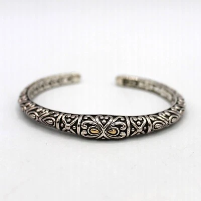 Angela By John Hardy Sterling Silver 14K Bangle Bracelet Balinese Hinged Cuff - Image 1 of 4