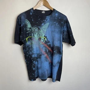 Threadless Laser Cat All Over Print Shirt Men's Large Black Graphic Short Sleeve - Picture 1 of 11
