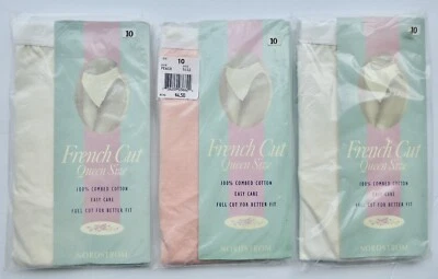 3 pares de calcinha Nordstrom corte francês tamanho 10 51-53" rosa algodão branco vintage anos 90 - Imagem 1 de 3