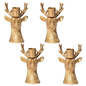 Christmas Reindeer Candle Holderbrass Goldvintage Taper Candle Stick Holders For - Picture 1 of 9