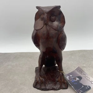Estatuilla tallada de búho de madera Cocobolo 5 pulgadas reposa decoración regalos pequeño Nick - Imagen 1 de 11