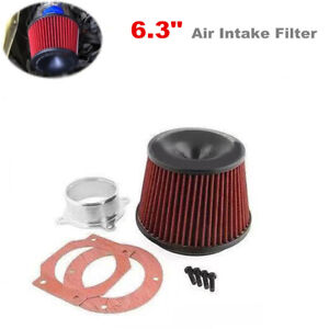 6.3" Universal Clamp-On Air Intake Filter High Flow Round Tapered Shape Washable