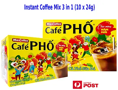 1 X MacCoffee Vietnamese Instant Coffee Mix 3 In 1  Cafe Pho  (10 Sachets X 24g) • 9.80$