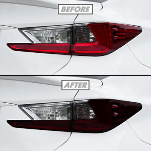 FOR 15-18 Lexus RC Tail Light Cutout & Rear Reflector SMOKE Vinyl Tint Overlay