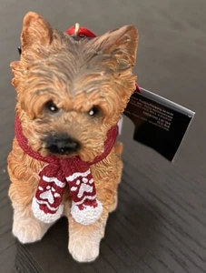 Ornamento natalizio cane cucciolo yorkshire terrier marrone nuovo con etichette Christmas Shoppe - Foto 1 di 5