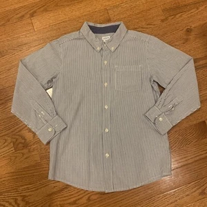 Carters Knopfleiste Shirt Jungen Größe 8 Langarm blau gestreift 100 % Baumwolle - Bild 1 von 5