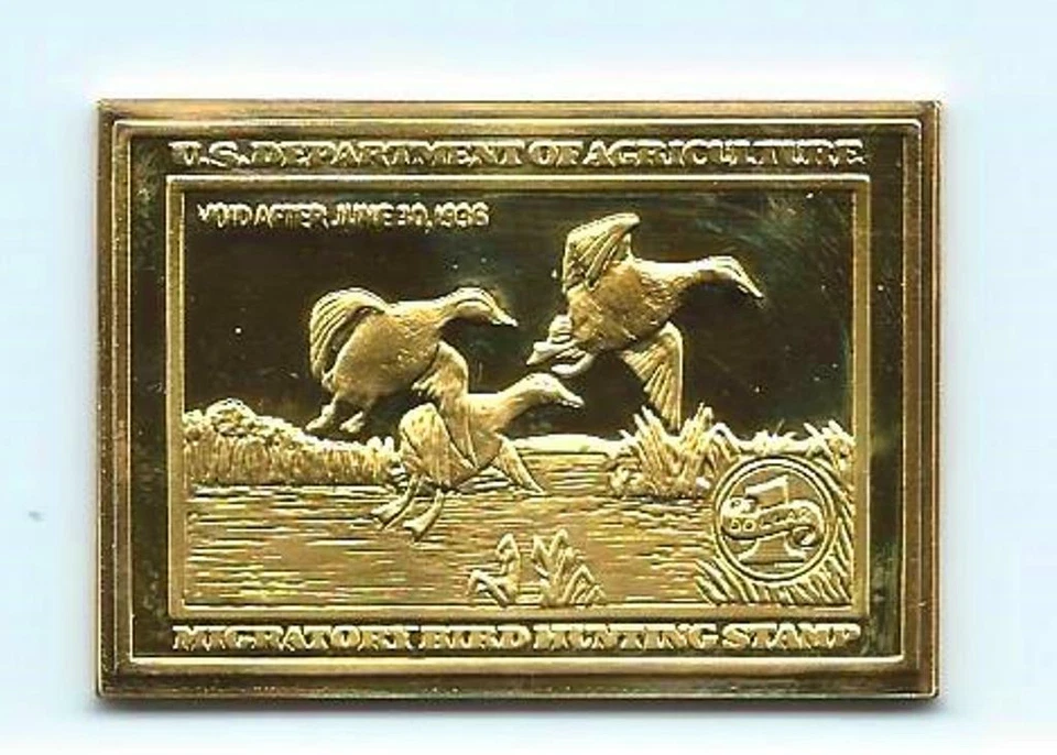 1935 United States $1 Hunting Stamp 24 Karat Gold Over Solid Silver - Image 1 of 2