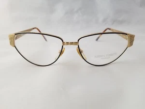 VINTAGE ALBERTA FERRETTI AF 502 COL. 135 GOLD BROWN OPTICAL FRAME ITALY - Picture 1 of 12