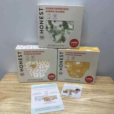 Set of 3 Honest Hybrid Diaper Cover Large 22-40lb Reusable Cloth Muslin Washable - Image 1 of 4