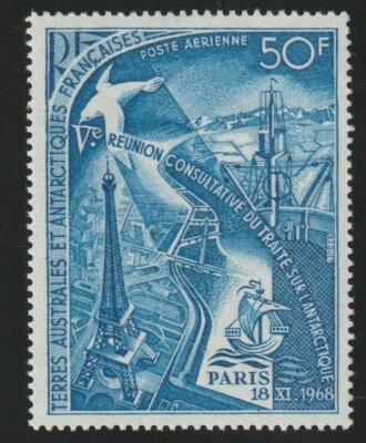 French Southern & Antarctic Territory 1969 #C17 Antarctic Treaty Powers Mtg - MH - Image 1 of 2