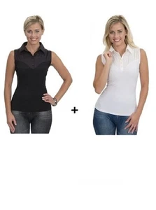 LOT DE 2 CHEMISES AMINCISSANTES GAINANTES SILHOUETTE FINE BLANCHE ET NOIRE - Imagen 1 de 2